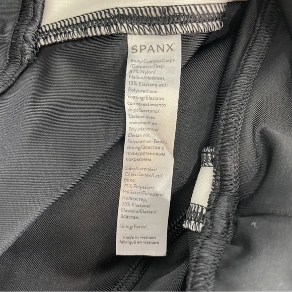 SPANX Faux Leather Side Stripe Leggings Size Small BLACK with WHITE Stripe - Picture 11 of 12